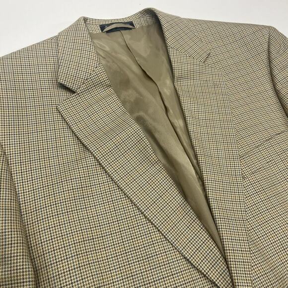 Bert Pulitzer Silk Wool Jacket Beige Multicolor Houndstooth Blazer Men’s Sz 46L - Picture 1 of 14